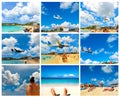 The collage from images of Maho Bay beach Royalty Free Stock Photo