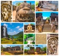The collage from images of Polonnaruwa, Sri Lanka - temple and medieval capital of Ceylon Royalty Free Stock Photo