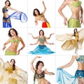 Collage of images with young Belly Dancer girl Royalty Free Stock Photo