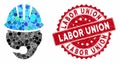 Collage Industrial Operator with Textured Labor Union Seal