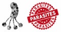Collage Infection Microbe with Distress Parasites Stamp