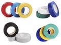 Collage with insulating tapes in different colors on white background Royalty Free Stock Photo