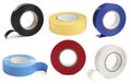 Collage with insulating tapes in different colors on white background Royalty Free Stock Photo