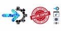 Collage Integration Gear Icon with Scratched Mature Content Stamp