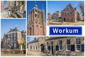 Collage of interesting sights in the Frisian city of Workum Royalty Free Stock Photo