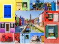 Collage from the island of Burano in Venice