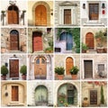 Collage with italian doors Royalty Free Stock Photo