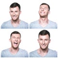 Collage of joyfull, happy face expressions Royalty Free Stock Photo