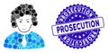 Collage Judge Icon with Textured Prosecution Stamp