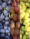 Collage of 3 kinds of grapes Royalty Free Stock Photo