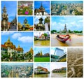 Collage of landmarks of Bangkok, Thailand.