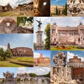 Collage of landmarks in Rome, Italy Royalty Free Stock Photo