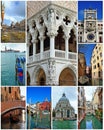 Collage of landmarks in Venice, Italy. Royalty Free Stock Photo