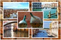 Collage of landmarks in Venice, Italy Royalty Free Stock Photo