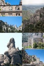 Collage landscape of Montserrat in Barcelona