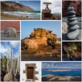 Collage of Lanzarote island, natural wonders, postcard Royalty Free Stock Photo