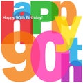 HAPPY 90th BIRTHDAY colorful letters collage card