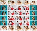 The collage about lifestile of young businessman and businesswoman with different emotions Royalty Free Stock Photo