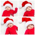 Collage of little baby girl in santa hat Royalty Free Stock Photo