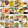 Collage of lots of popular worldwide dinner foods