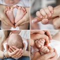 Collage loving mother with a newborn baby