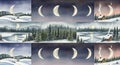 Lunar Eclipse Phases Over Snowy Landscape Royalty Free Stock Photo