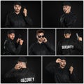 Collage of male security guard on background Royalty Free Stock Photo