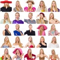 Collage of many faces from same model Royalty Free Stock Photo