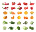 Collage with many fresh vegetables on white background Royalty Free Stock Photo