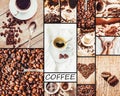 Collage many pictures of coffee. .