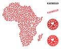Lovely Collage Map of Africa and Grunge Stamps for Valentines