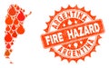 Collage of Map of Argentina Burning and Fire Hazard Grunge Stamp Seal