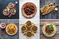 Collage with meat dishes of the world cuisine