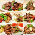 Collage with meat meals Royalty Free Stock Photo