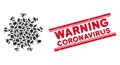 Collage MERS Virus Icon with Distress Warning Coronavirus Line Seal