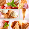 Collage with mixed ice cream Royalty Free Stock Photo