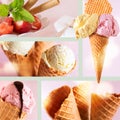 Collage with mixed ice cream Royalty Free Stock Photo