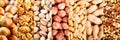 Collage of mixed nuts Royalty Free Stock Photo