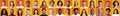 Collage Of Mixed People Faces Over Yellow And Orange Backgrounds Royalty Free Stock Photo