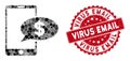 Collage Mobile Financial Message with Distress Virus Email Seal