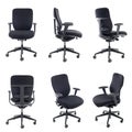 Collage of black office chair isolated on white Royalty Free Stock Photo