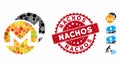 Collage Monero Coins Icon with Distress Nachos Seal