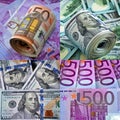 Collage .Money background. Royalty Free Stock Photo