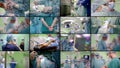 Collage multi-shot of the operating room in a hospital, close-up shooting of surgeons and nurses, they have medical