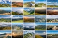 Collage of nature photos on theme of MOUNTAINS