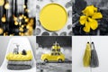 Collage of New colors of Year 2021. Yellow and gray image