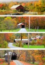 Collage of New England covered bridges Royalty Free Stock Photo