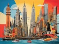 Collage of New York landmarks. Royalty Free Stock Photo
