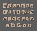 Collage newspaper alphabet. Criminal letters cut from newspapers and magazines. Anonymous or detective font. Vector