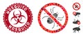 Collage No Mite Icon with Distress Mosquito Stamp
